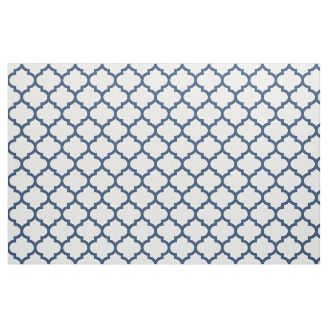 Classic Blue Moroccan Trellis Pattern Fabric (Yard)