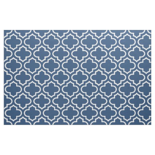 Classic Blue Moroccan Trellis Pattern Fabric 02