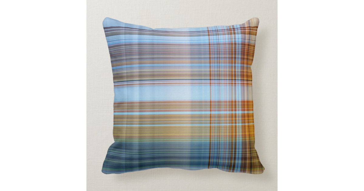Classic Blue Orange Plaid Decorative Pillow Zazzle Com