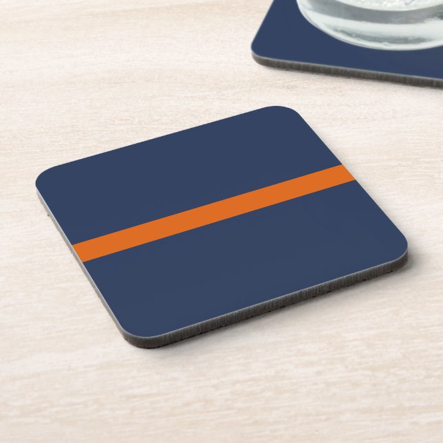 Classic Blue Orange Stripe Beverage Coaster (Left Side)