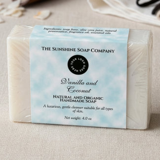 Classic Blue Parchment Soap Packaging Label w Logo