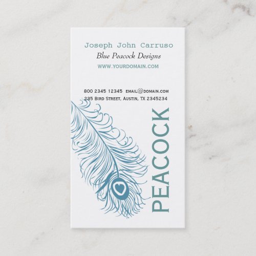Classic Blue  Peacock Feather Business Card Template