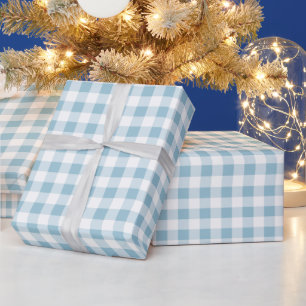 Classic Blue Plaid Christmas Wrapping Paper