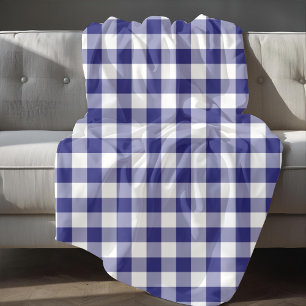 Classic Blue Plaid Gingham Pattern Fleece Blanket