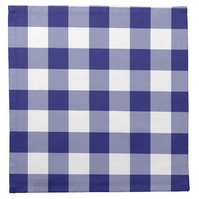 Classic Blue Plaid Gingham Pattern Napkin (Front)