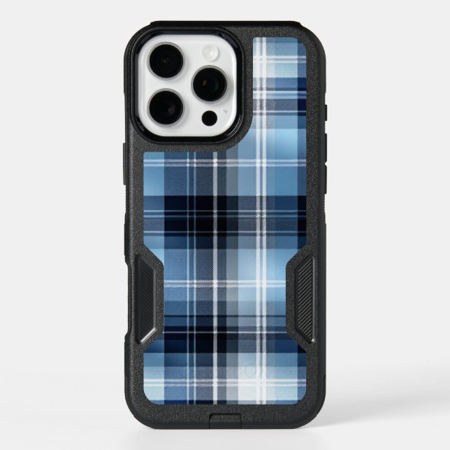 Classic Blue Plaid Pattern – Trendy Tartan Design Otterbox iPhone Case (Back)