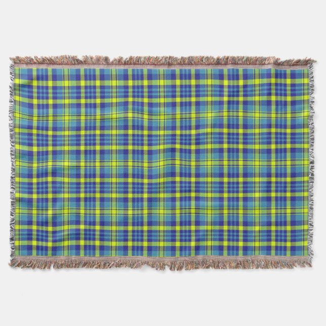 Classic Blue Plaid Tartan Pattern  Throw Blanket (Front)