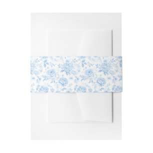 Classic Blue Porcelain Floral Wedding Invitation Belly Band