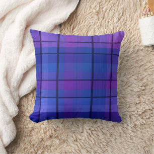 Classic Blue Purple Black Plaid Decorative Pillow