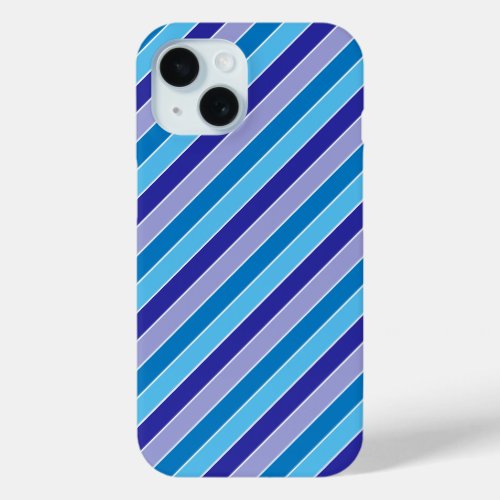 Classic Blue Purple Pajama Stripes Pattern iPhone 15 Case