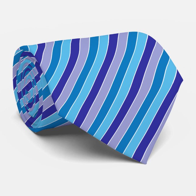 Classic Blue Purple Pajama Stripes Pattern Neck Ti Neck Tie (Rolled)