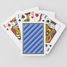 Classic Blue Purple Pajama Stripes Pattern Playing Cards