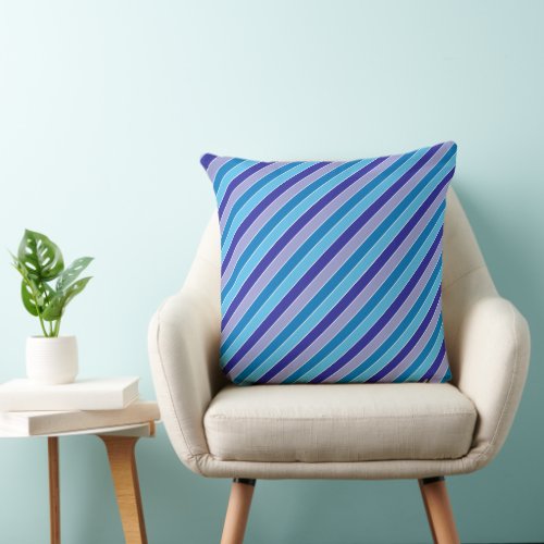 Classic Blue Purple Pajama Stripes Pattern Throw Pillow