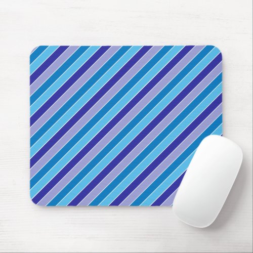 Classic Blue Purple White Pajama Stripes Pattern Mouse Pad