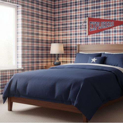 Classic Blue, Red And White Plaid Wallpaper Classic Blue, Red And White Plaid Wallpaper