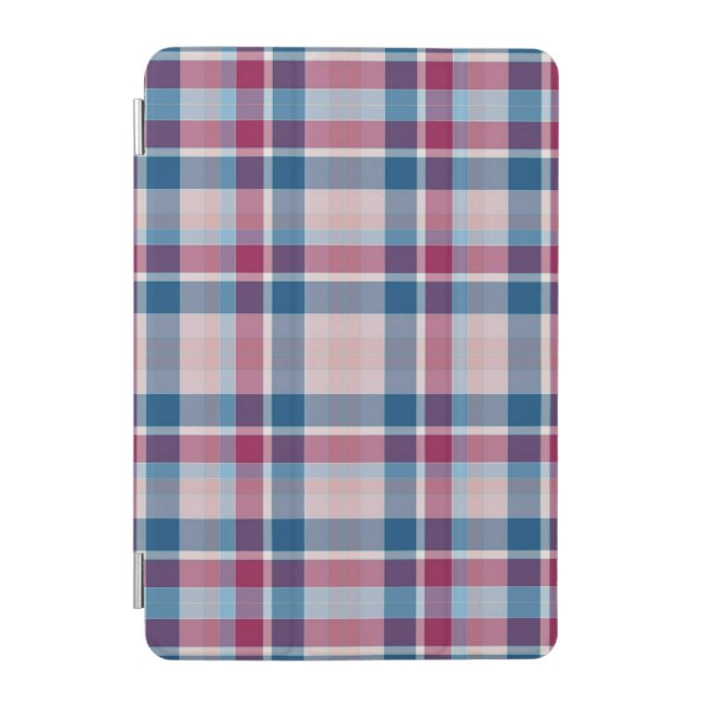 Classic Blue Red Plaid Pattern iPad Mini Cover (Front)