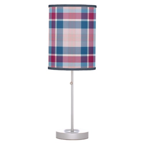 Classic Blue Red Plaid Pattern Table Lamp