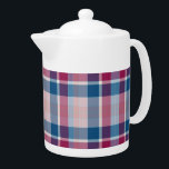 Classic Blue Red Plaid Pattern Teapot<br><div class="desc">Plaid</div>