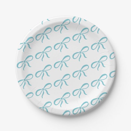 Classic Blue Ribbon Baby Shower Paper Plates