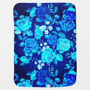Classic Blue Rose Flowers Pattern-87600 Baby Blanket