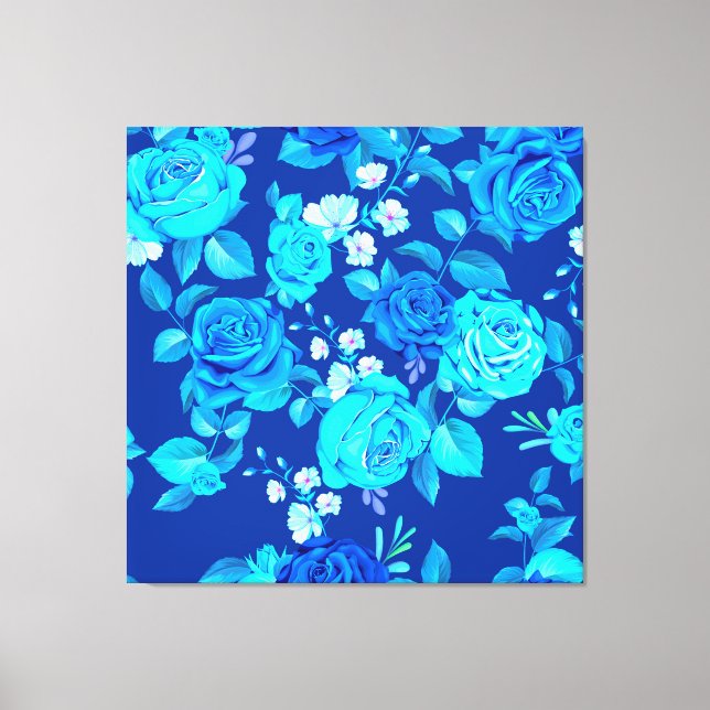 Classic Blue Rose Flowers Pattern-87600 Canvas Print (Front)