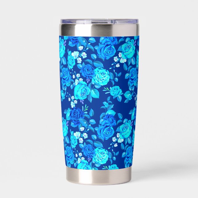 Classic Blue Rose Flowers Pattern-87600 Insulated Tumbler (Front)