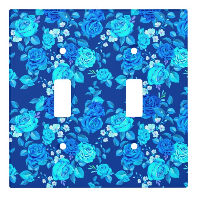 Classic Blue Rose Flowers Pattern-87600 Light Switch Cover (Front)