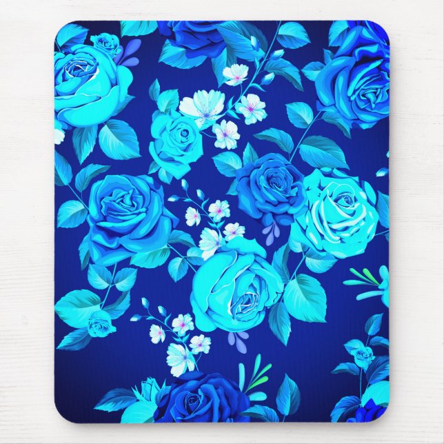 Classic Blue Rose Flowers Pattern-87600 Mouse Pad (Front)