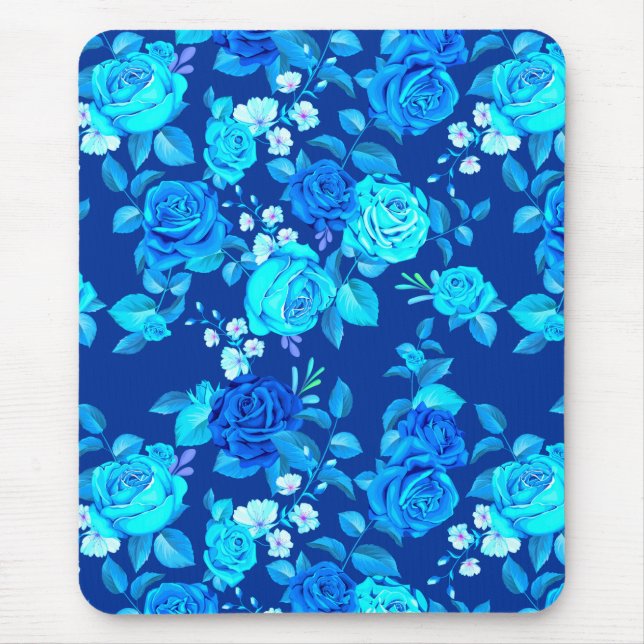 Classic Blue Rose Flowers Pattern-87600 Mouse Pad (Front)