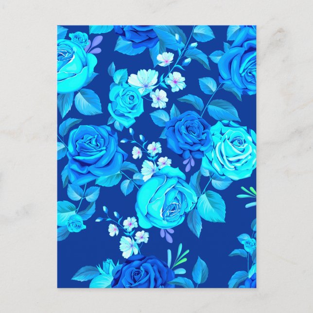 Classic Blue Rose Flowers Pattern-87600 Postcard (Front)