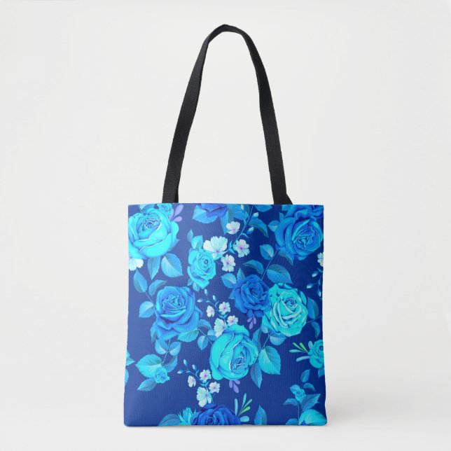 Classic Blue Rose Flowers Pattern-87600 Tote Bag (Front)