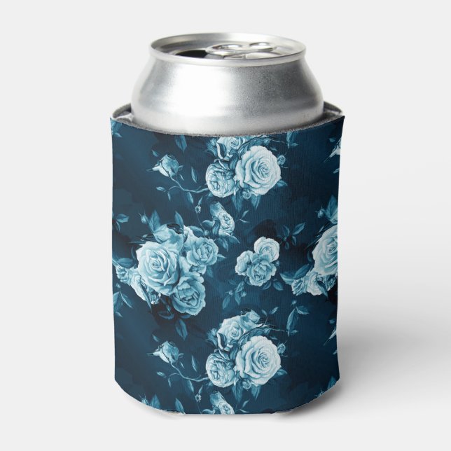 Classic Blue Rose Pattern Can Cooler (Can Front)
