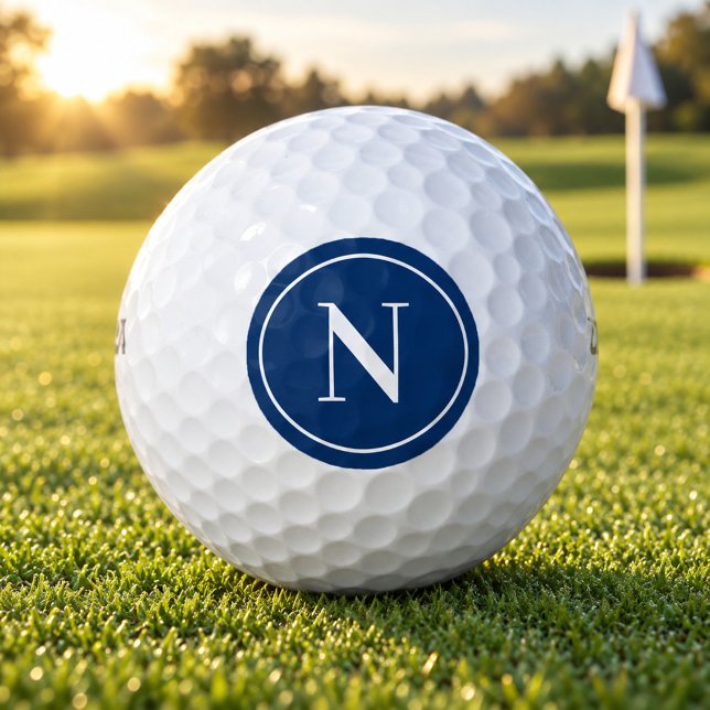 Classic Blue Round Monogram Initial Golf Balls (Creator Uploaded)