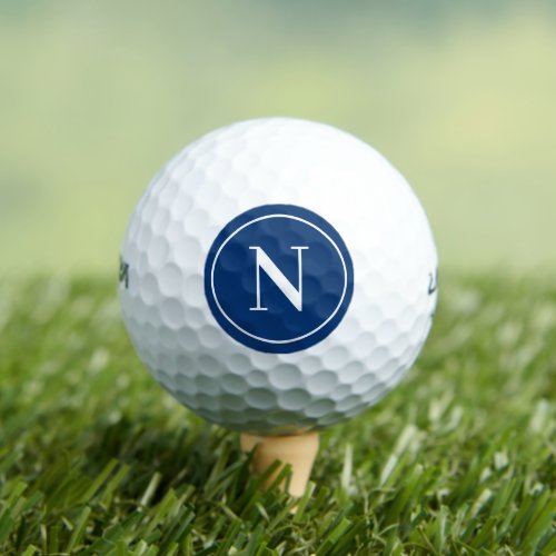 Classic Blue Round Personalized Monogram Letter Golf Balls