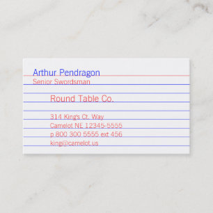 Classic Blue Ruled Line Office Index Card