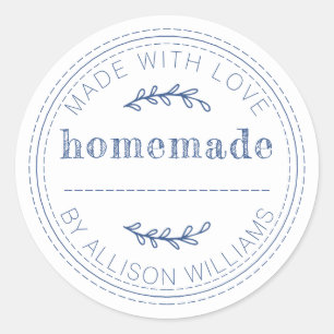 Classic Blue Rustic Homemade Baked Goods Classic Round Sticker
