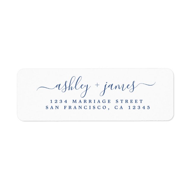 Classic Blue Script Chic Return Address Label (Front)