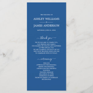 Classic Blue Script Wedding Program
