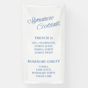 Classic Blue Script Wedding Signature Cocktails  Banner
