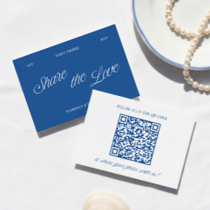 Classic Blue Share the Love QR Code Wedding Photo Enclosure Card