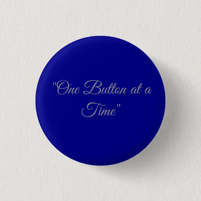 Classic Blue Solid Customizable Round Button Pin (Front)
