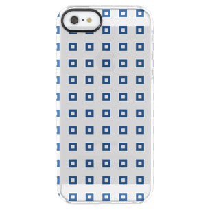 Classic Blue Square Pattern Clear iPhone SE/5/5s Case