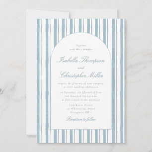 Classic Blue Stripe Arch Wedding Invitation
