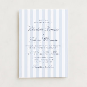 Classic Blue Stripe Preppy Wedding Invitation