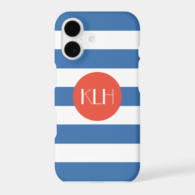 Classic Blue Stripes Cabana style Case-Mate iPhone Case (Back)