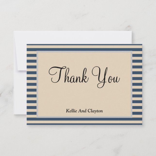 Classic Blue Stripes Framed Thank You Card (Front)