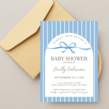 Classic Blue Stripes Painted Bow Baby Boy Shower