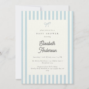 Classic Blue Stripes Vintage Baby Shower Invite
