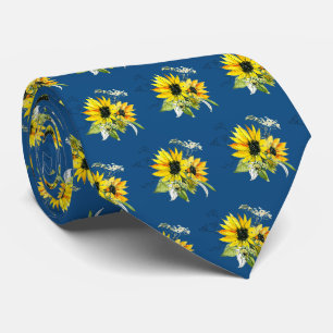 Classic Blue Sunflower Neck Tie