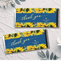 Classic Blue Sunflower Wedding Hershey Bar Favors